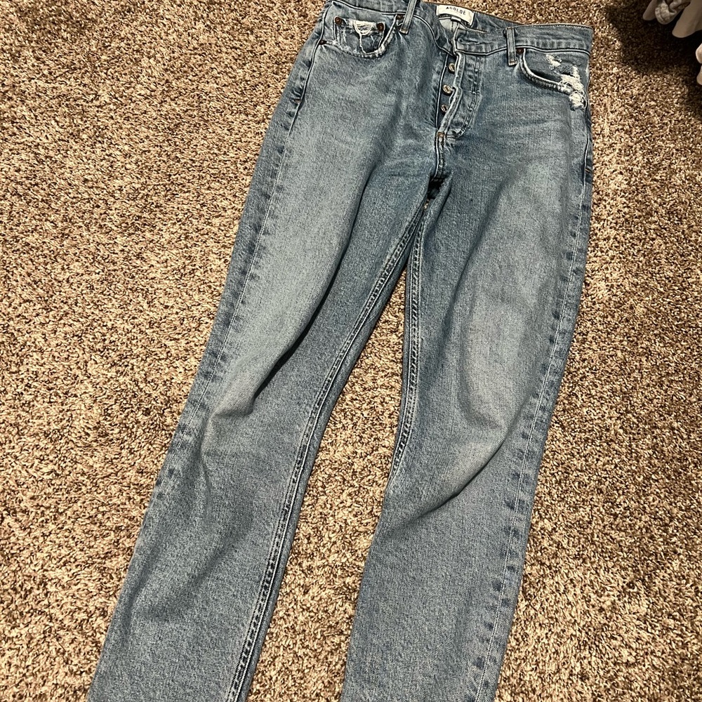 Agolde nico high rise slim color: rooted size 26